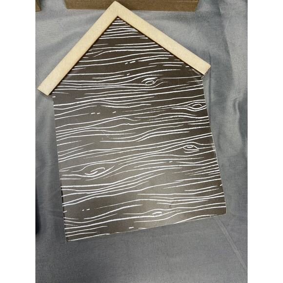 Lot of seven Gingham Wood Block Sign Chalkboard Look Tag Decor House Shaped - Picture 5 of 10